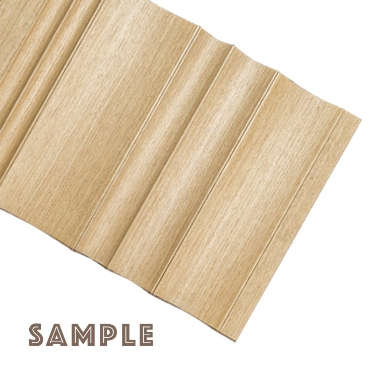 MUMU Interior Timber 3D Composite Oak Veneer MDF Waved Board Cladding Building Wooden Decor Wood Slat Wall Panel