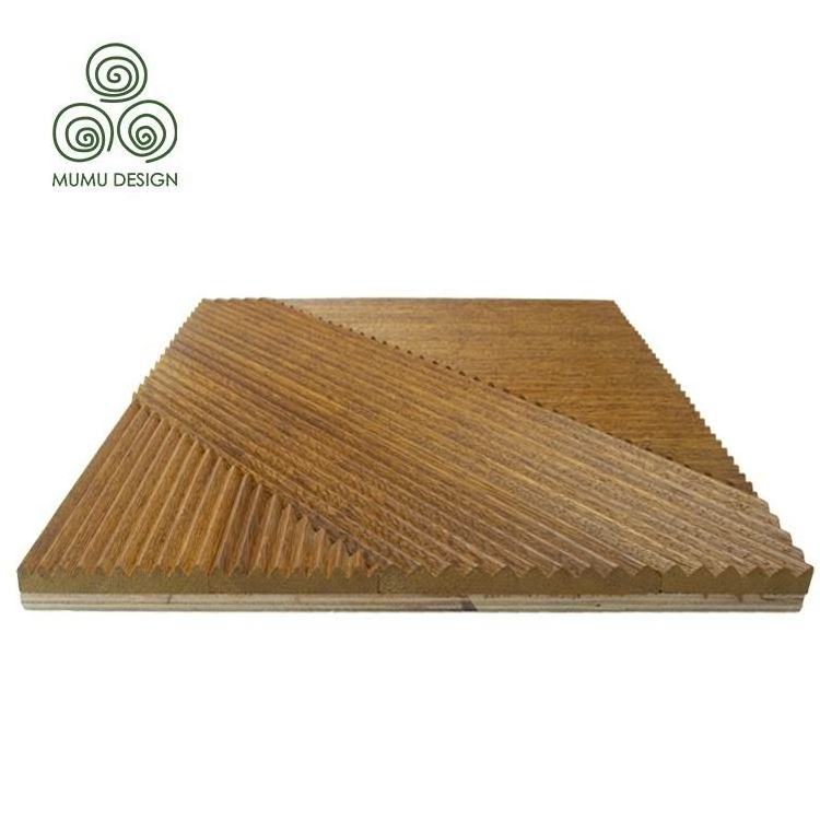 MUMU Small Fluting 3D Solid Wood Cover Cladding Building Board Wood Finish Decorative Wall Panel