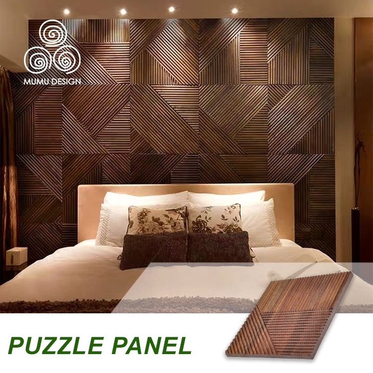 MUMU Small Fluting 3D Solid Wood Cover Cladding Building Board Wood Finish Decorative Wall Panel