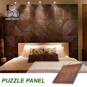 MUMU Small Fluting 3D Solid Wood Cover Cladding Building Board Wood Finish Decorative Wall Panel