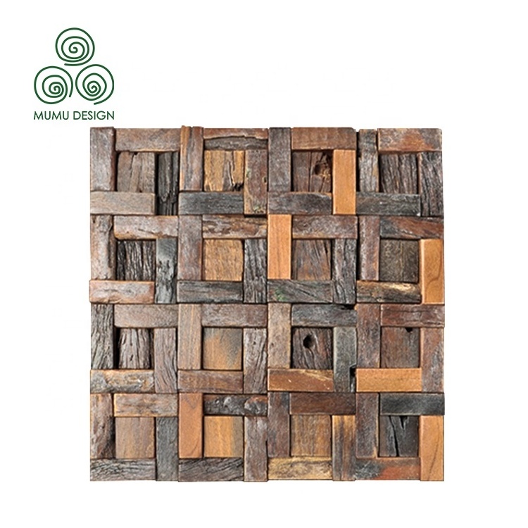 MUMU DESIGN 3D Versatile Composite Interior Wooden Wall Sheets Board Panels Wood Mosaic For Home Bar