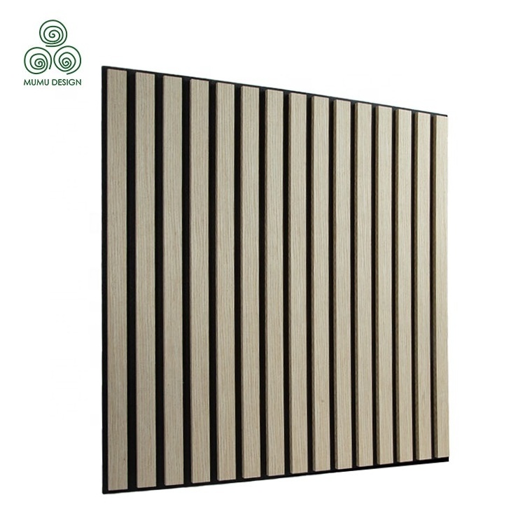 MUMU 3D Oak Wood Slat Hexagon Perforated Acoustic Fiber Sound Proof Wood Veneer MDF Cladding Wall Panel