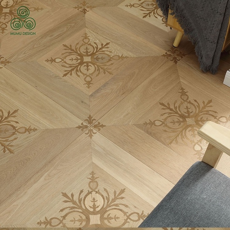 MUMU Smooth Brushed Surface Composite Vintage Classic Natural Timber Teak Parquet Solid Wood Floor