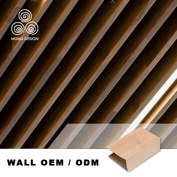 MUMU Solid Wood Board Supplier Interior Wall and Ceiling Decorative Timber PVC Aluminum Cladding Ceiling Panels