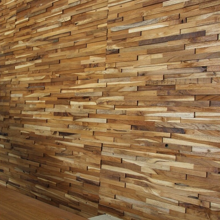 MUMU Interior Design Decoration 3D Wooden Mosaic Wall Panels Wallpapers / Wall Coating for Home (Old