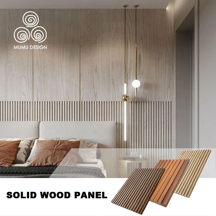 MUMU White Oak 4D Wooden Wainscot Wallboard Flexible Wood Slat Cladding Wall Panel for Hotel Bedroom