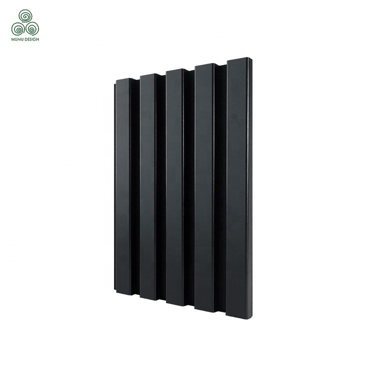 MUMU 2023design black 3d slat wood wall panels for inter easy installation acoustic panel