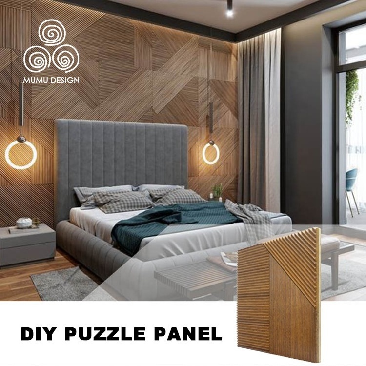 MUMU Comfortable Indoor Peel And Stick Eco Decorative Slated Wood Room Feature Wall Design Board Panel