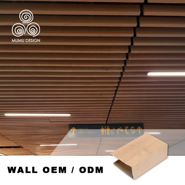 MUMU Solid Wood Board Supplier Interior Wall and Ceiling Decorative Timber PVC Aluminum Cladding Ceiling Panels