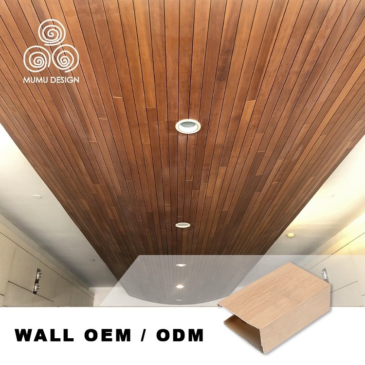 MUMU Cost-Effective Solid Wood Suspended PVC Aluminum Composite Wall Panel Wooden Decorative Ceiling Boards