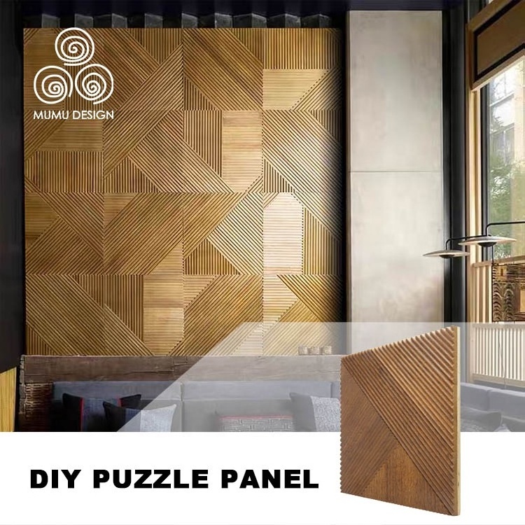 MUMU 3D Designs Stylish Decorative Peel And Stick Geometric TV Headboard Cultural Events Wood Wall Panel