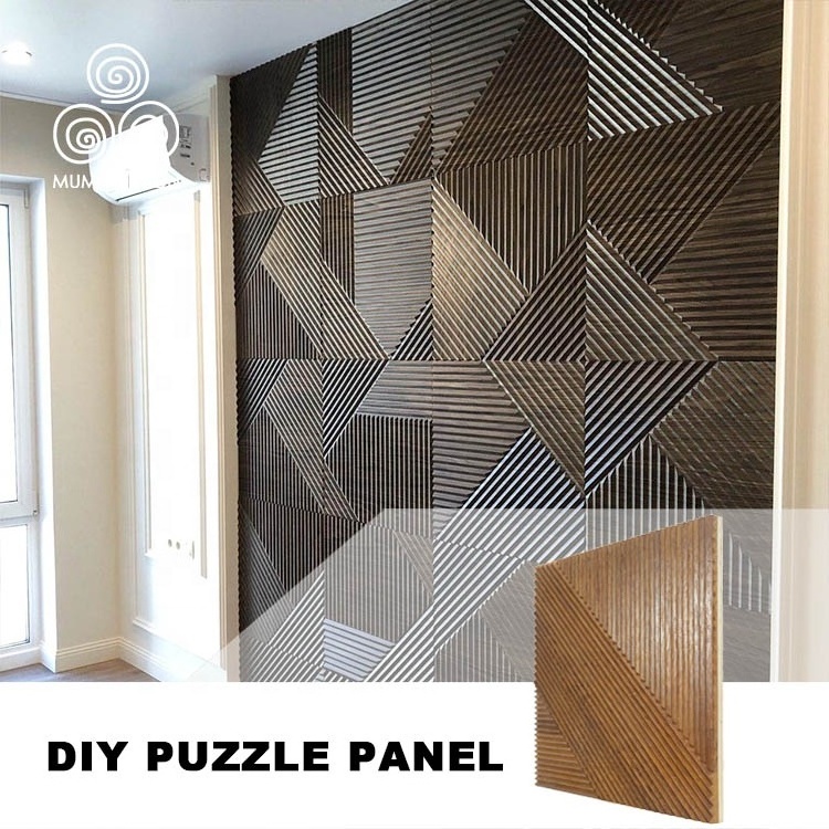 MUMU 3D Modern Luxury Fluted Peel And Stick Flexible Decorative Interior Design Wood Wall Board Panels