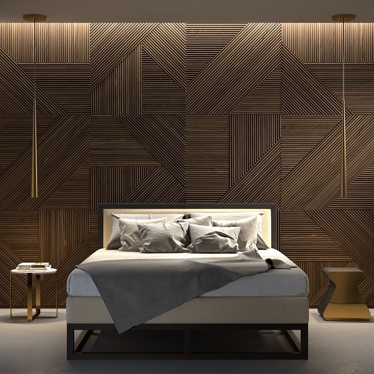 MUMU Other Boards Factory Solid Wood Covering Slat 3D Interior Decoration Wall Cladding Panel for Home Decorative