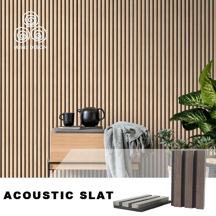 MUMU High Quality Pet Curved Akupanel Sound Diffuser 3D Wood Cladding Acoustic Soundproof Wall Panel