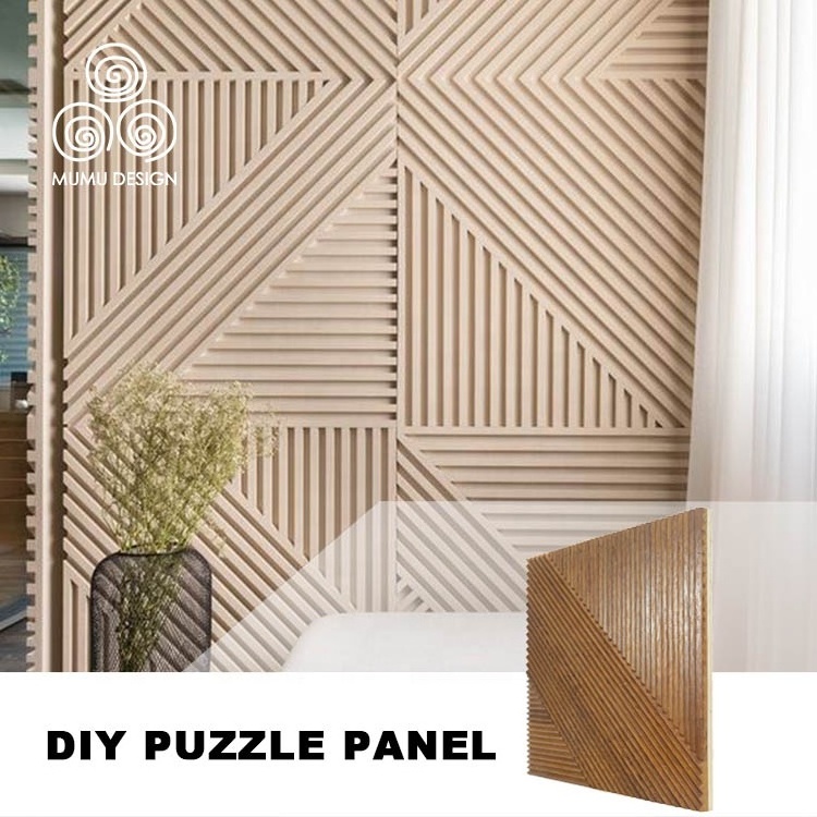 MUMU 3D Modern Luxury Fluted Peel And Stick Flexible Decorative Interior Design Wood Wall Board Panels