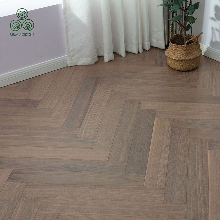 MUMU New Style Rustic Grain Surface Hardwood Solid Wood Parquet Look Floor Tiles Wooden Flooring