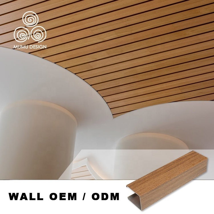 MUMU Guangdong Factory Cheap Wood Strip Aluminum Solid Wood PVC Customized Material Ceiling Panels