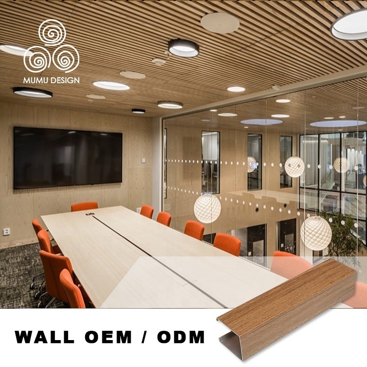 MUMU Guangdong Factory Cheap Wood Strip Aluminum Solid Wood PVC Customized Material Ceiling Panels