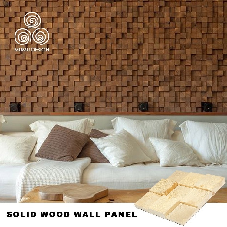 MUMU Unique Design Classic Office Building Tiles Wooden Decorative Wall Reclaimed Wood Cladding Mosaic Panel