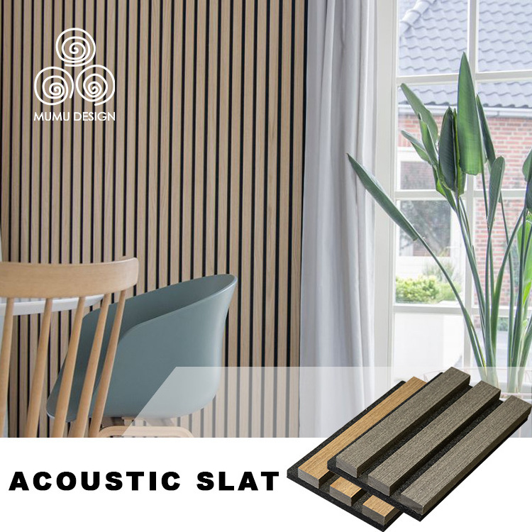 MUMU Woodupp Noise Avoiding Sound Proof Padding Wooden Veneer Acoustic Akupanel Slat Sound Absorbing Panel