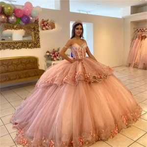 Mumuleo Puffy Pink Quinceanera Dresses Ball Gown Dress Birthday Prom Gowns Sweet 15 16 vestidos de quinceanera Dresses