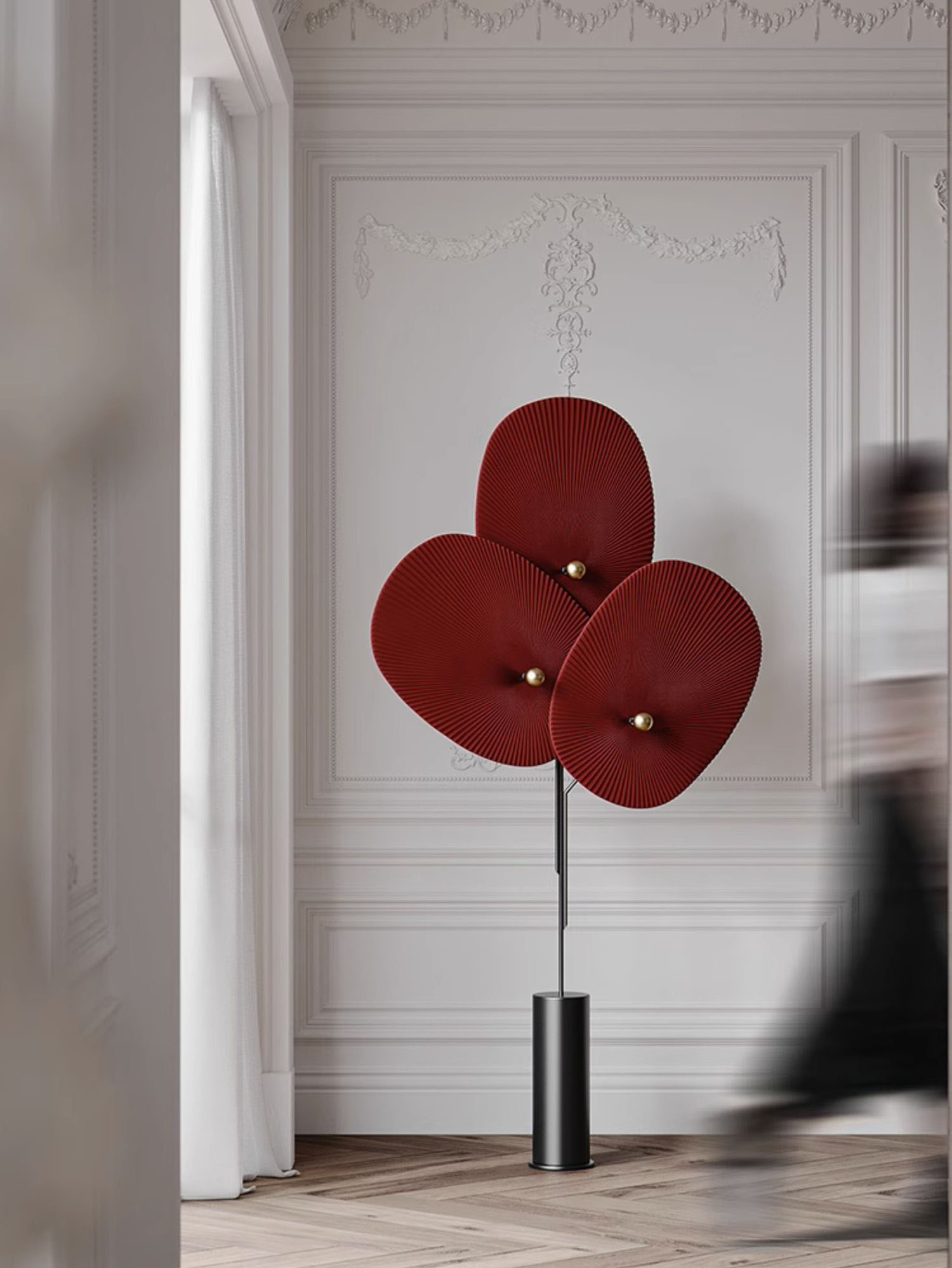 New Red flower Lustre Design Interior Lighting Home Living Room Decors Black Iron Floor Stand Lamp