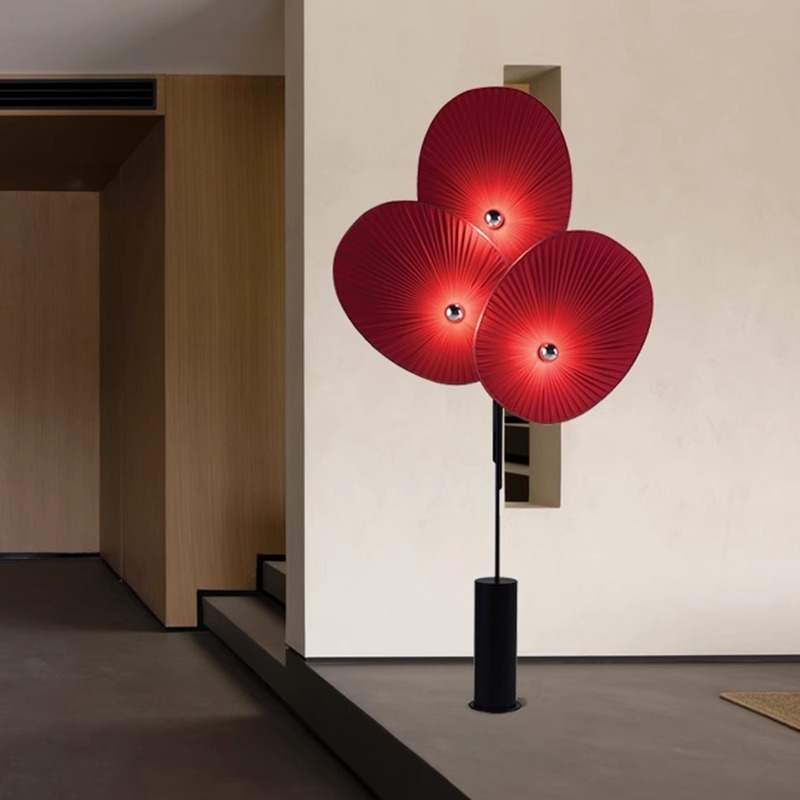 New Red flower Lustre Design Interior Lighting Home Living Room Decors Black Iron Floor Stand Lamp