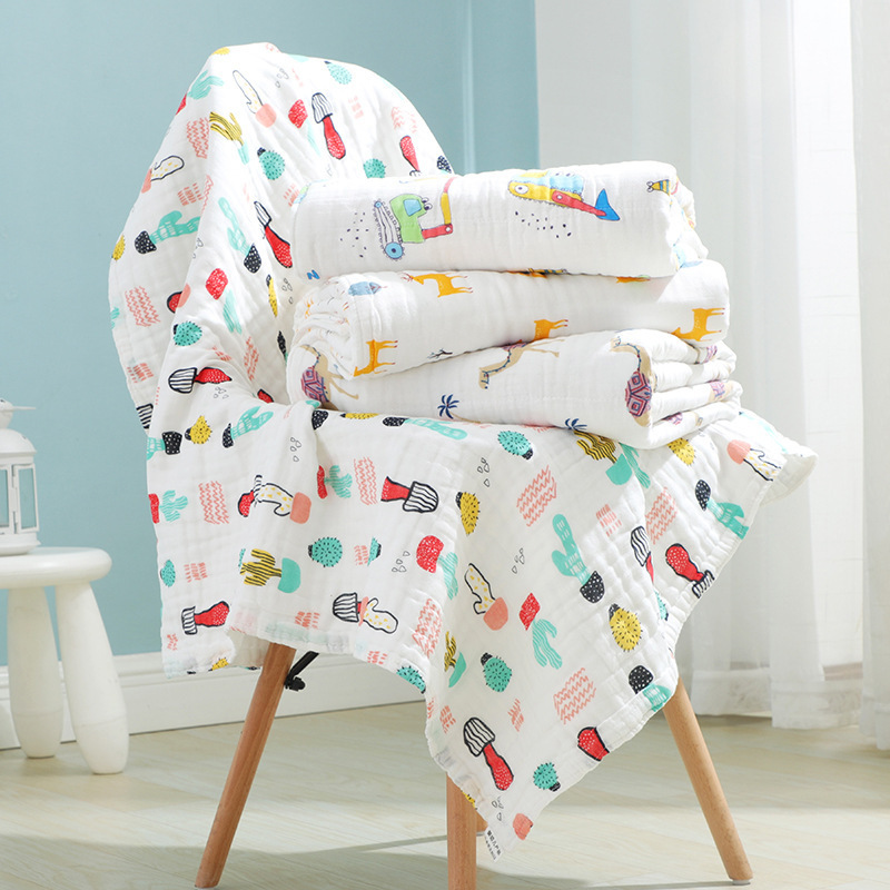 Baby Bath Towel 100% Organic Cotton Six-layer Gauze Cotton Newborn Baby Shower Wrapping Muslin Swaddle Blanket