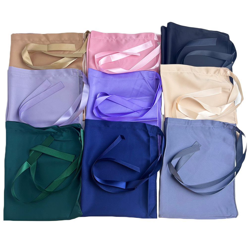 2024 New Muslim Hijabs New Malaysia Ladies Plain Color Satin Crepe Scarf Shawl Women Pleated Stain Silk Niqab