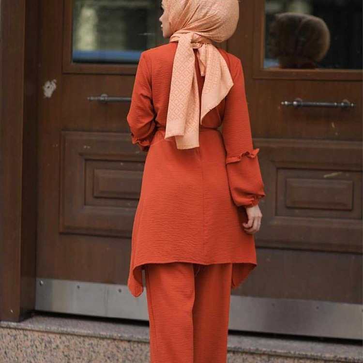 New Muslim Ladies Suit Arabian Long Sleeve Trousers Robe Loose Large Size Women'S Suit