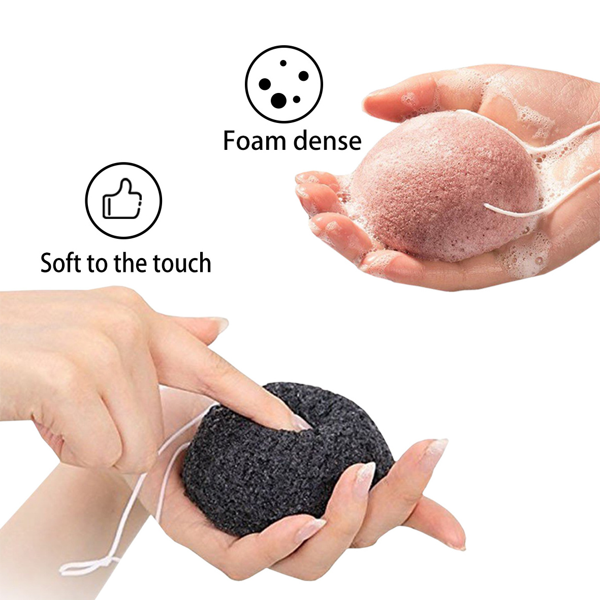 Facial cleansing sponge Bath set for the whole family with activated bamboo charcoal