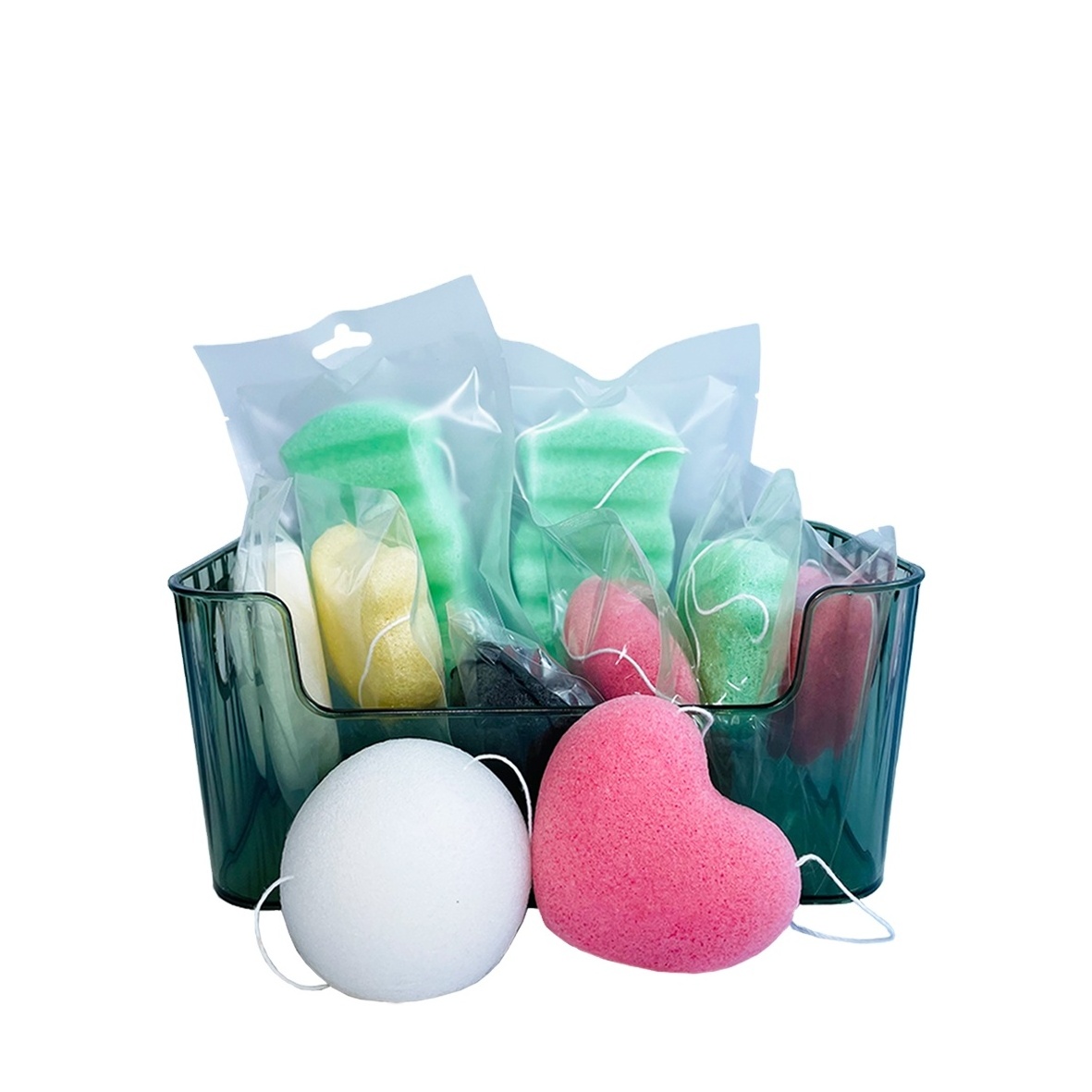 Facial cleansing sponge Bath set for the whole family with activated bamboo charcoal