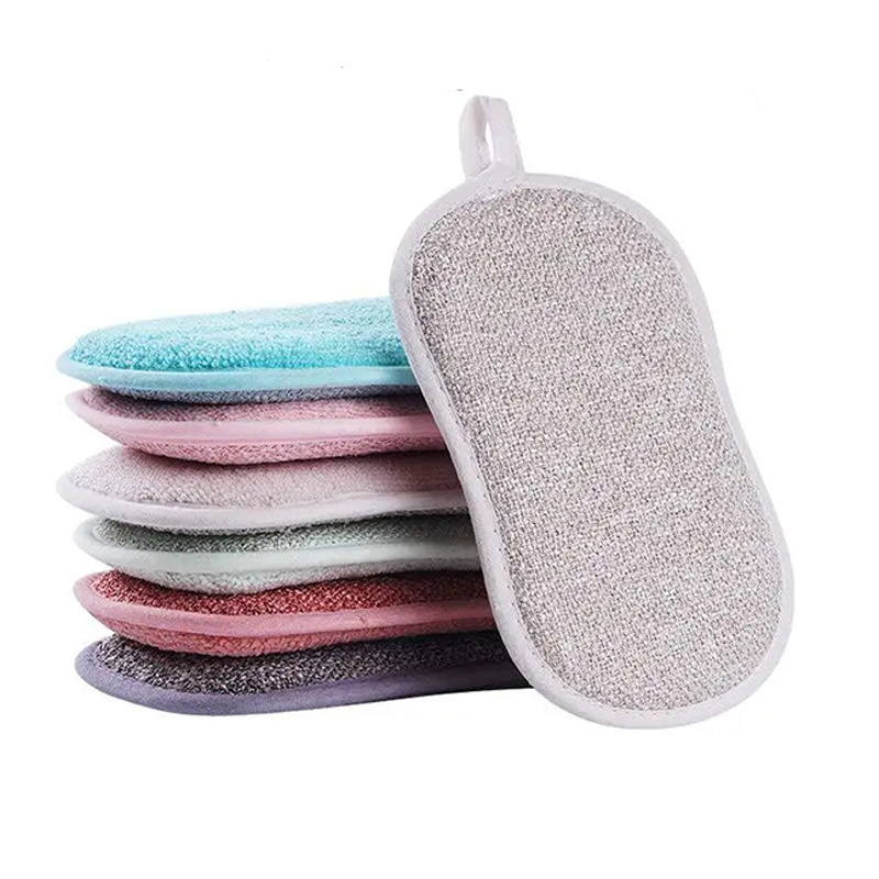 Sponges Pad dishwashing sponge Handheld Double Sided Cleaning Kitchen Microfiber Household Cleaning Sponge