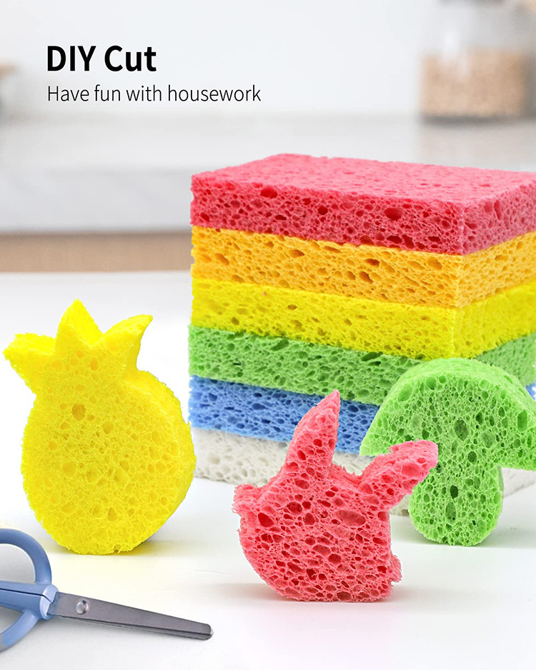 Household cleaning tools Wood Pulp Cotton Foam Magic Cleaning Cloth Sponge for Kitchen