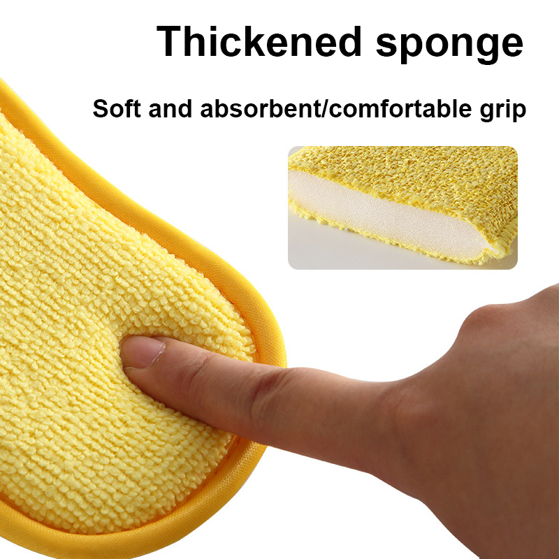 Sponges Pad dishwashing sponge Handheld Double Sided Cleaning Kitchen Microfiber Household Cleaning Sponge