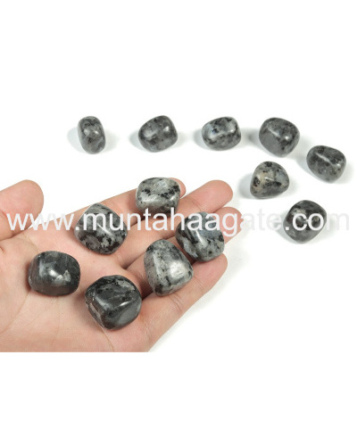 NATURAL POLISHED BEAUTIFUL GREY LARVIKITE TUMBLED STONES FOR HEALING AND MEDITATIONS AND REIKI USE / GREY LARVIKITE TUMBLED