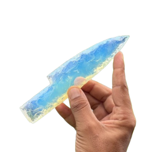 Opalite Knife Flint Kanpping Flaked Notched Fantasy Blade Wicca Gift Remove Negativity Knife Hand Carved Daggers