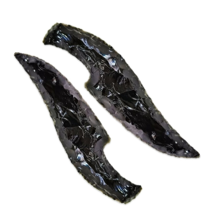 Hand Knapped Black Obsidian Crystal Knife 5.5-6