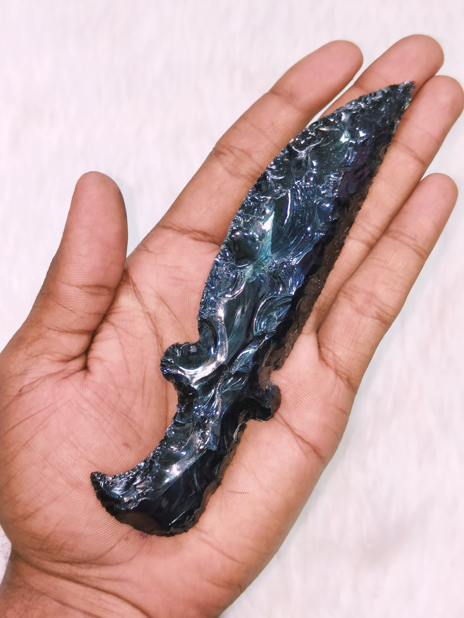 Beautiful Hand Strapped Obsidian Dagger Handmade Knife Gemstone Wiccan Gift to Remove Negativity Black Obsidian Dagger