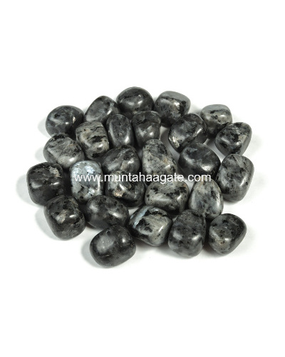 NATURAL POLISHED BEAUTIFUL GREY LARVIKITE TUMBLED STONES FOR HEALING AND MEDITATIONS AND REIKI USE / GREY LARVIKITE TUMBLED