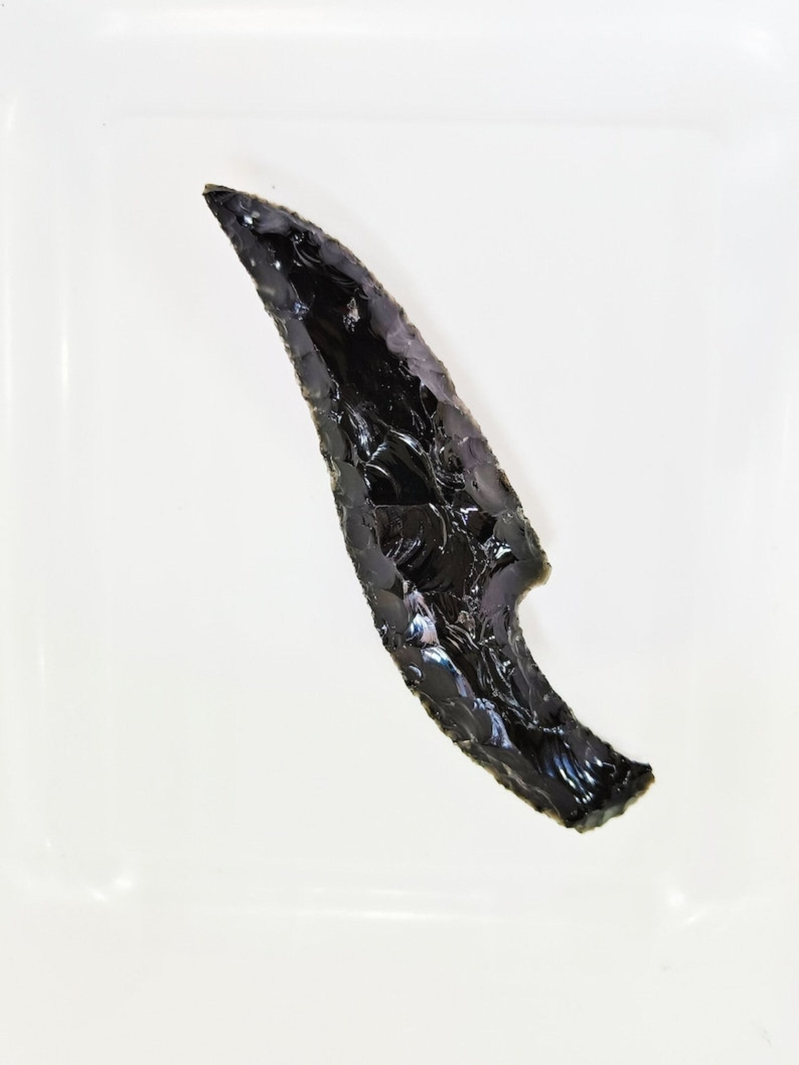 Hand Knapped Black Obsidian Crystal Knife 5.5-6