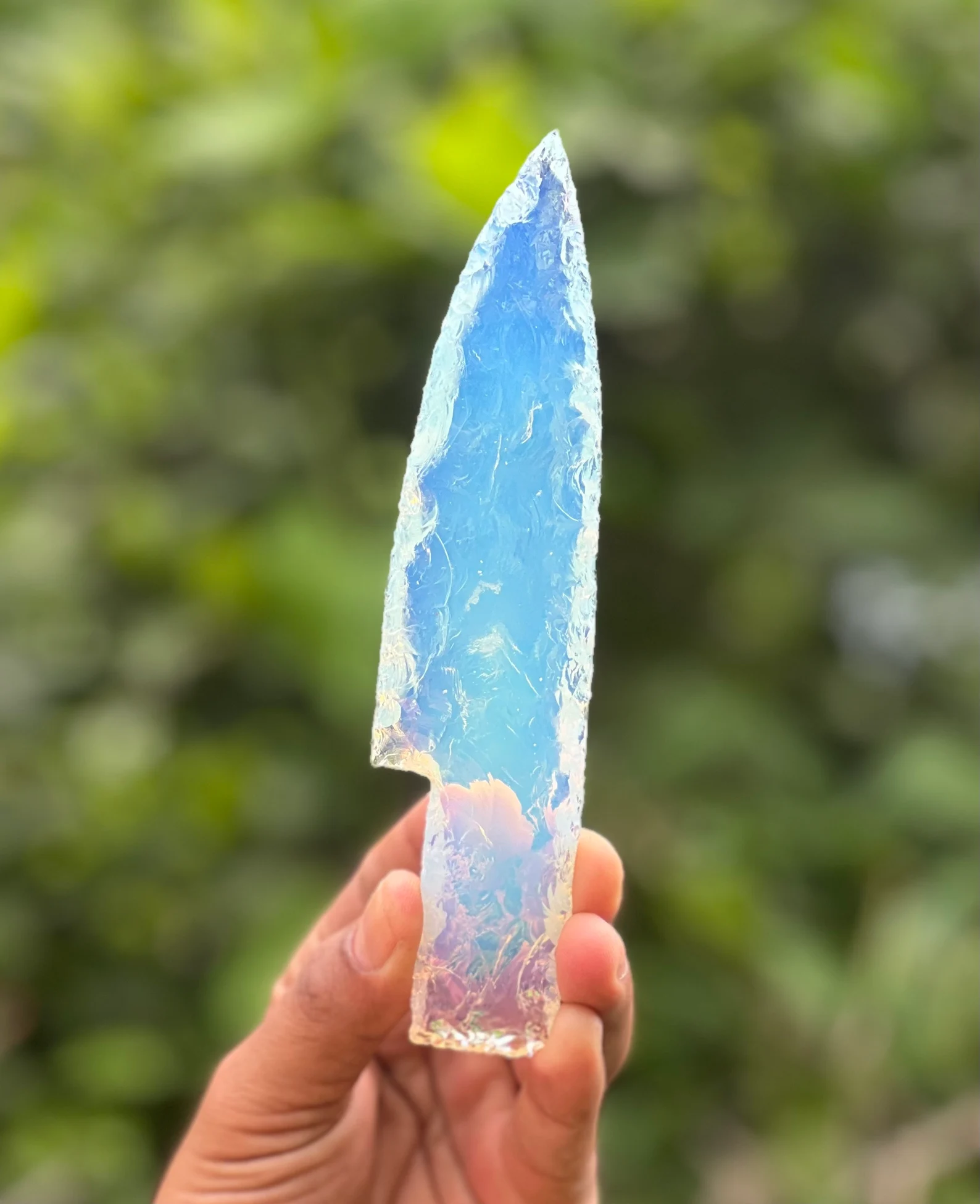 Opalite Knife Flint Kanpping Flaked Notched Fantasy Blade Wicca Gift Remove Negativity Knife Hand Carved Daggers