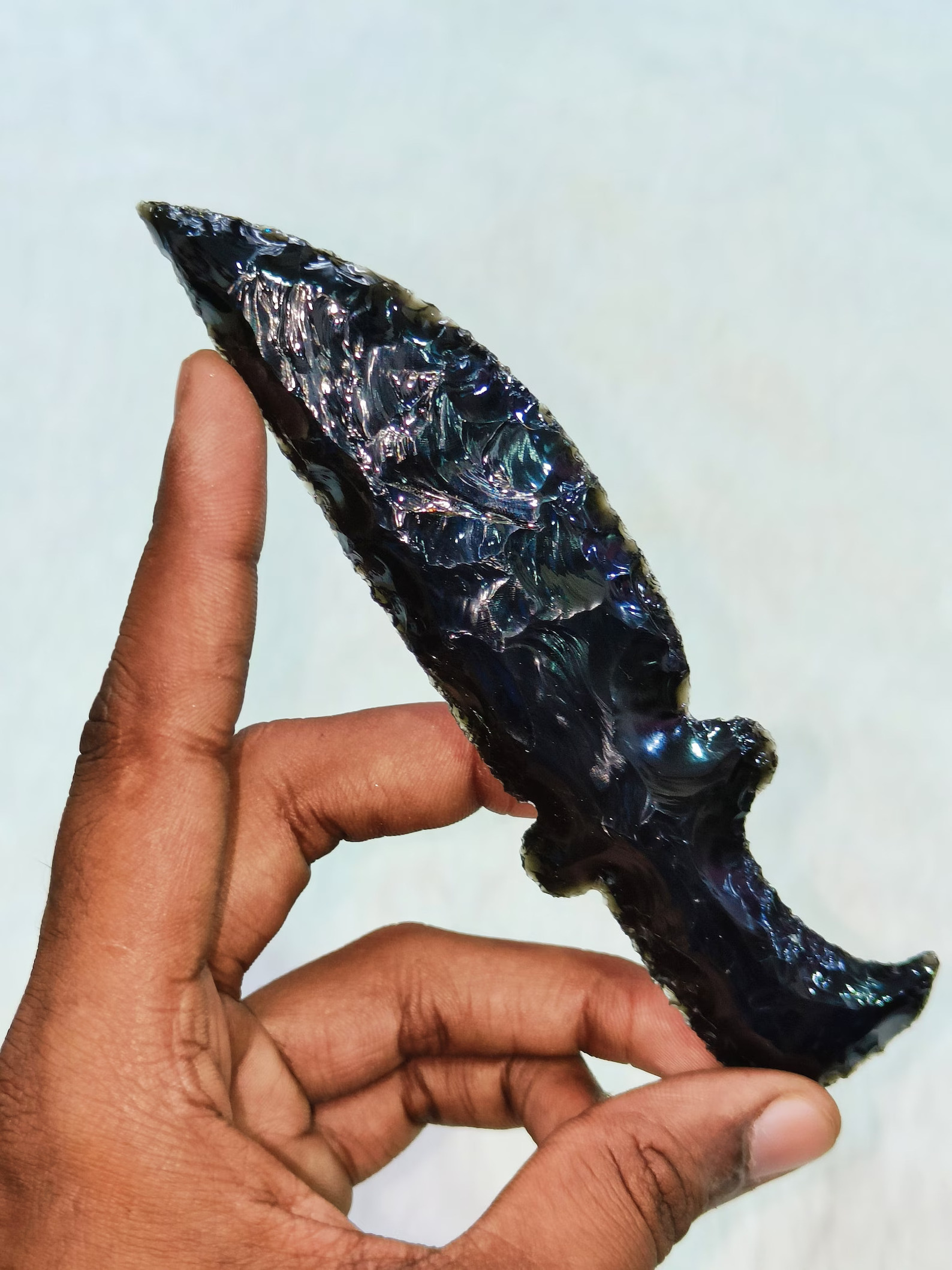 Beautiful Hand Strapped Obsidian Dagger Handmade Knife Gemstone Wiccan Gift to Remove Negativity Black Obsidian Dagger