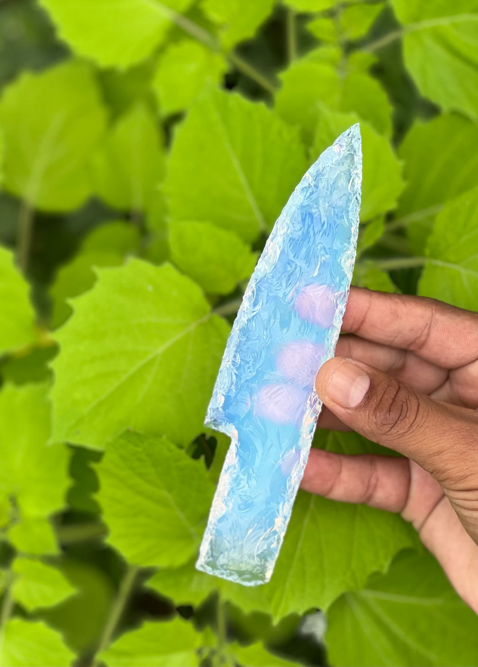 Opalite Knife Flint Kanpping Flaked Notched Fantasy Blade Wicca Gift Remove Negativity Knife Hand Carved Daggers