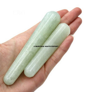 Wholesale Health Beauty Jade Stone Pen Massager Acupuncture Natural Green Aventurine Yoni Wand Guasha Facial Tool