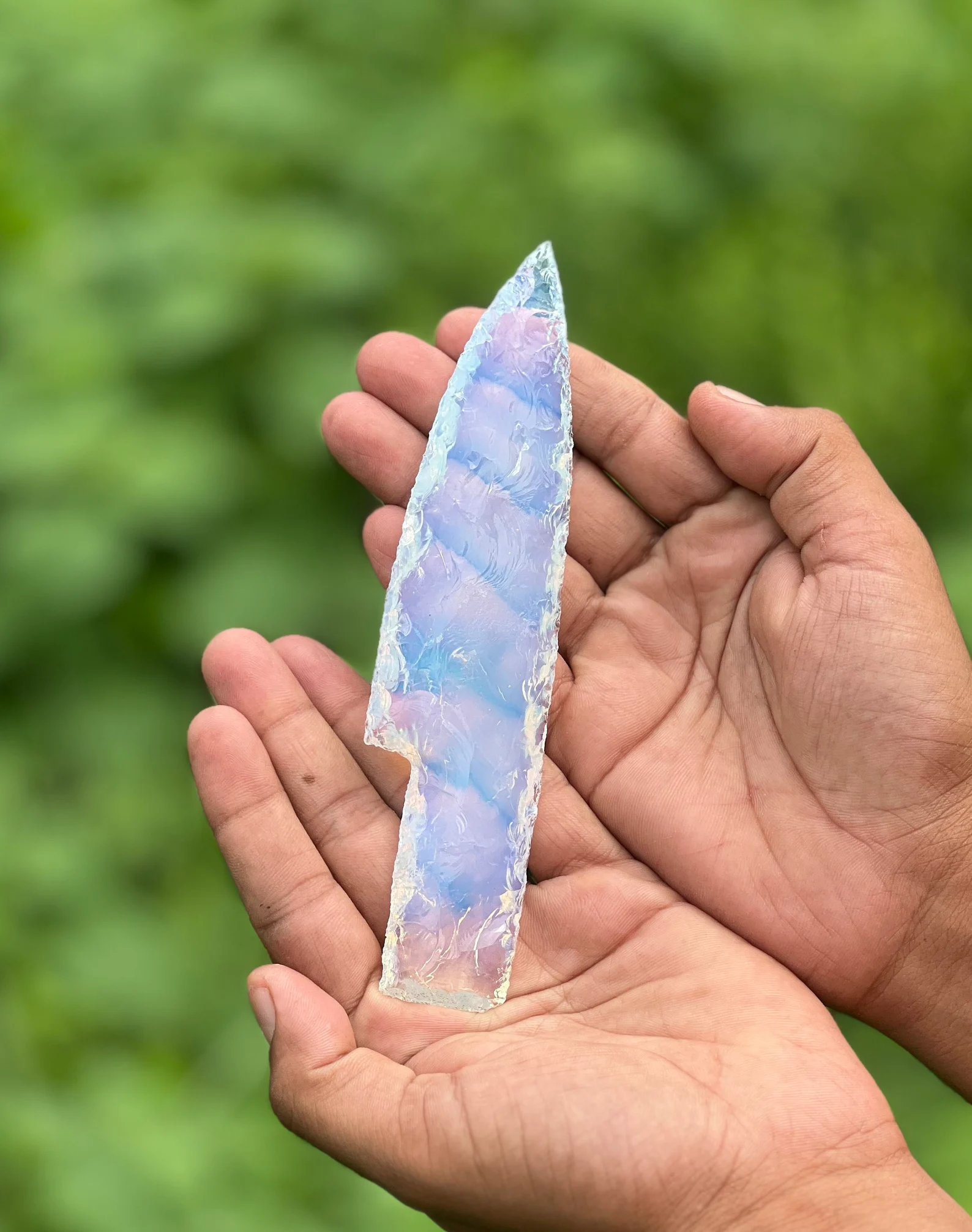 Opalite Knife Flint Kanpping Flaked Notched Fantasy Blade Wicca Gift Remove Negativity Knife Hand Carved Daggers