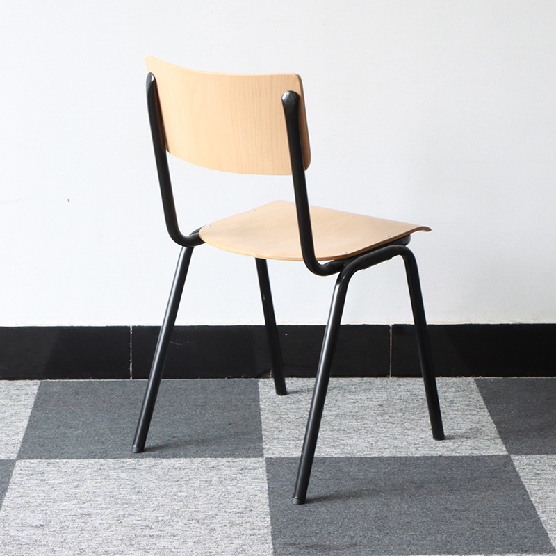 Black Stacking University Chairs with Wide Back Wooden Chair