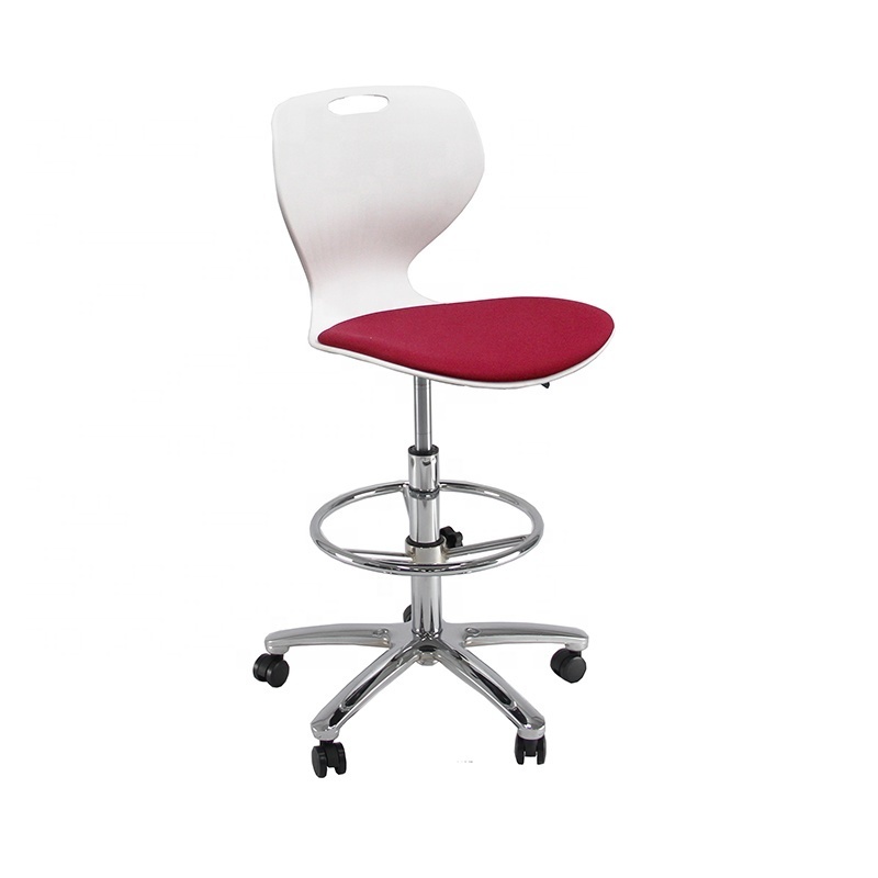 high quality one piece injection mold PP seat office school lab swivel height adjustable chair