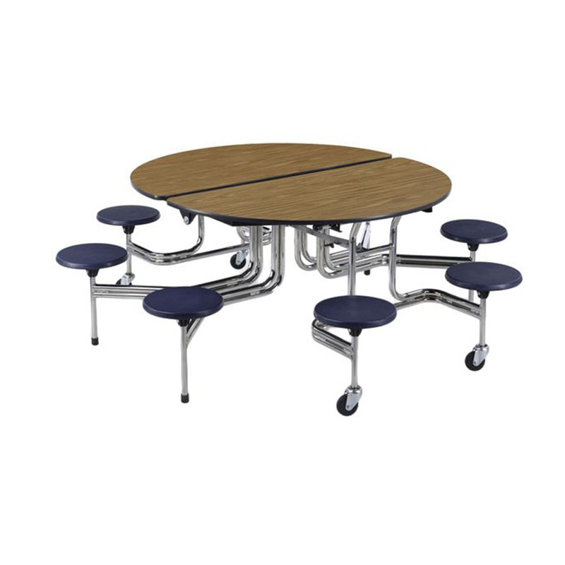 Cafeteria Folding Round Dining Mobile Dining Table School Furniture  Folding Table And Chair With Wheel