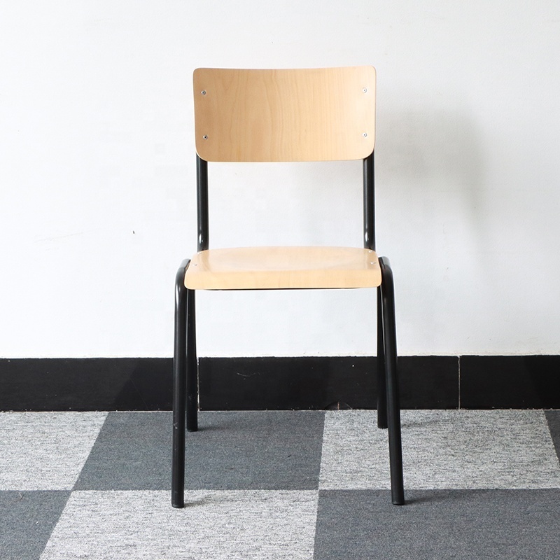 Black Stacking University Chairs with Wide Back Wooden Chair